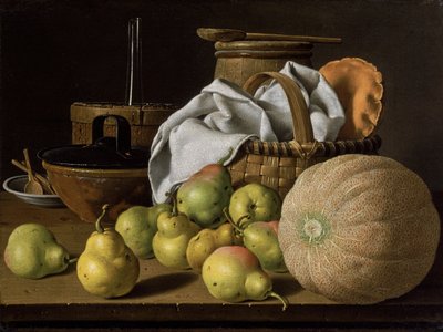 Stillleben mit Melone und Birnen von Luis Egidio Melendez